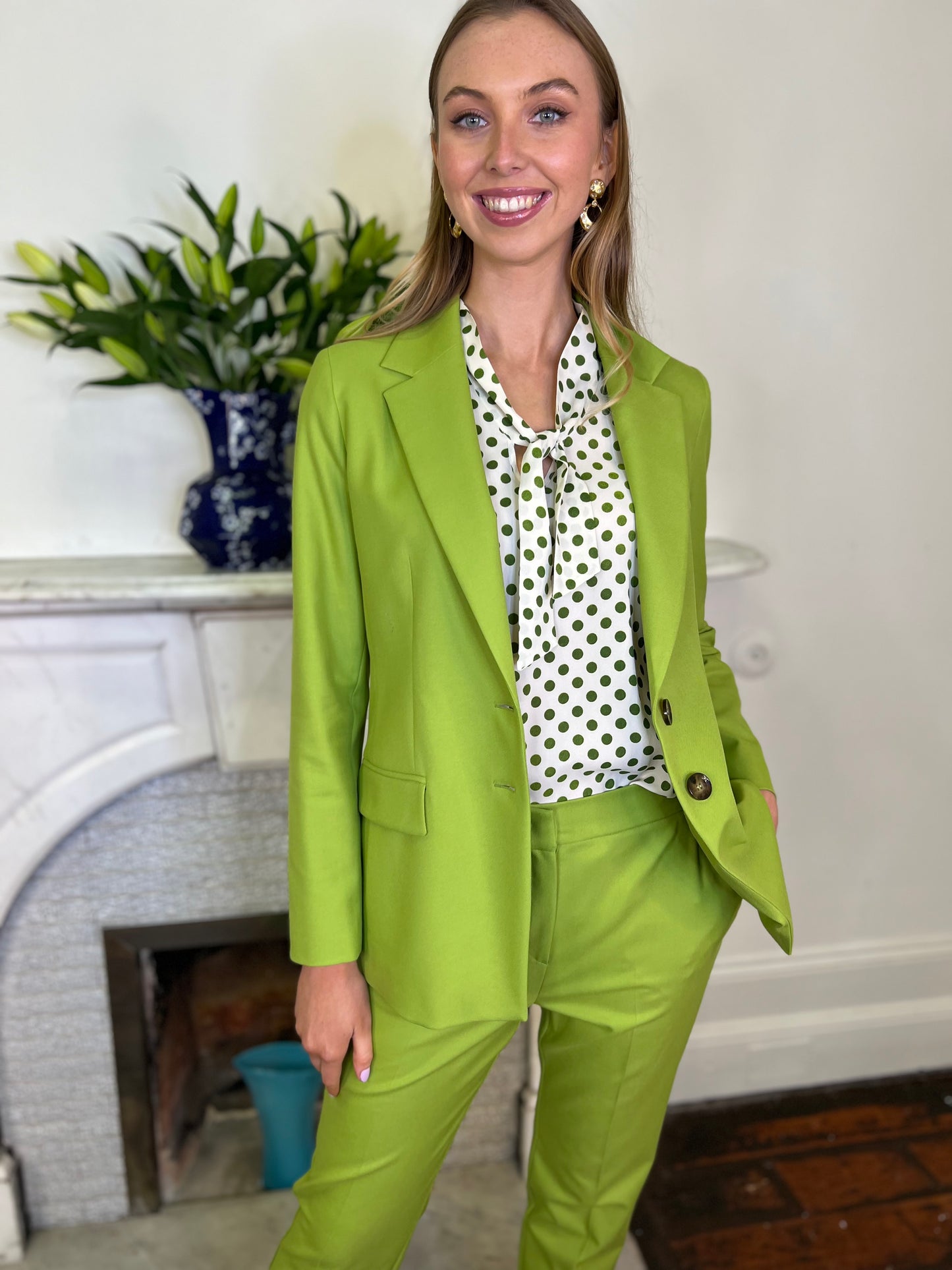 Duilia Suit Jacket in Lime Green