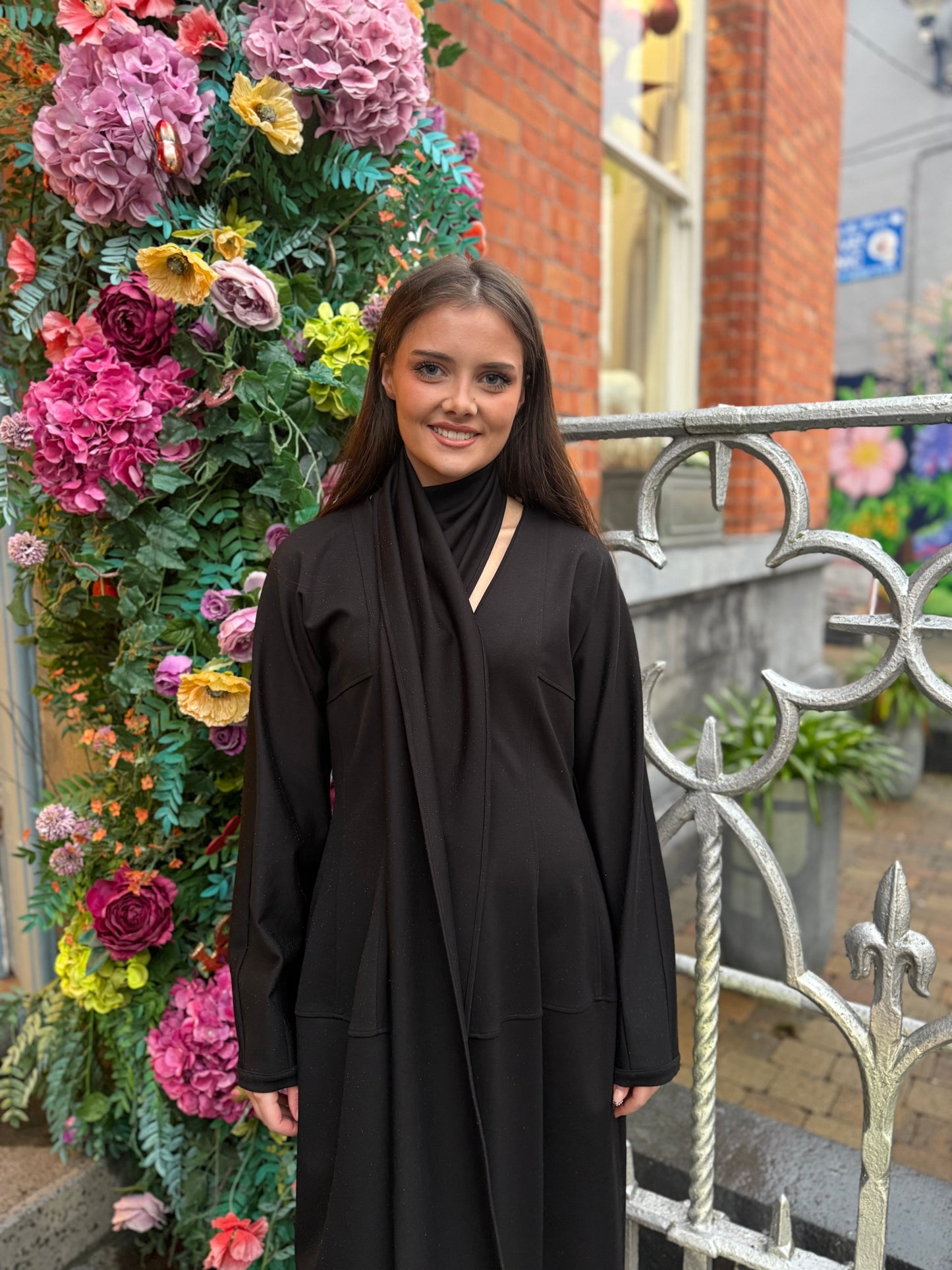 Beatrice B Black Fitted Pencil Style Dress