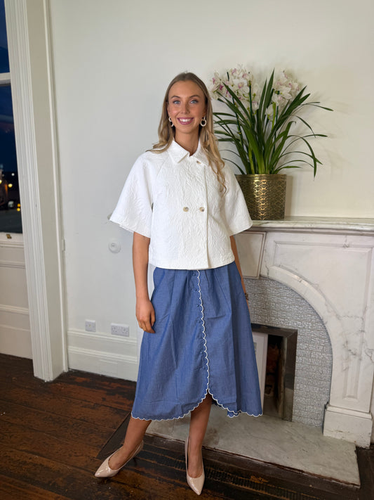 Gustav White Nora Cape Embossed Jacket