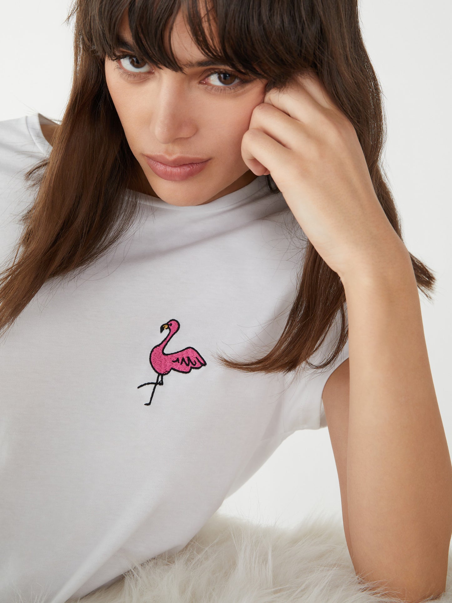 Melodia Flamingo T Shirt in Optical White