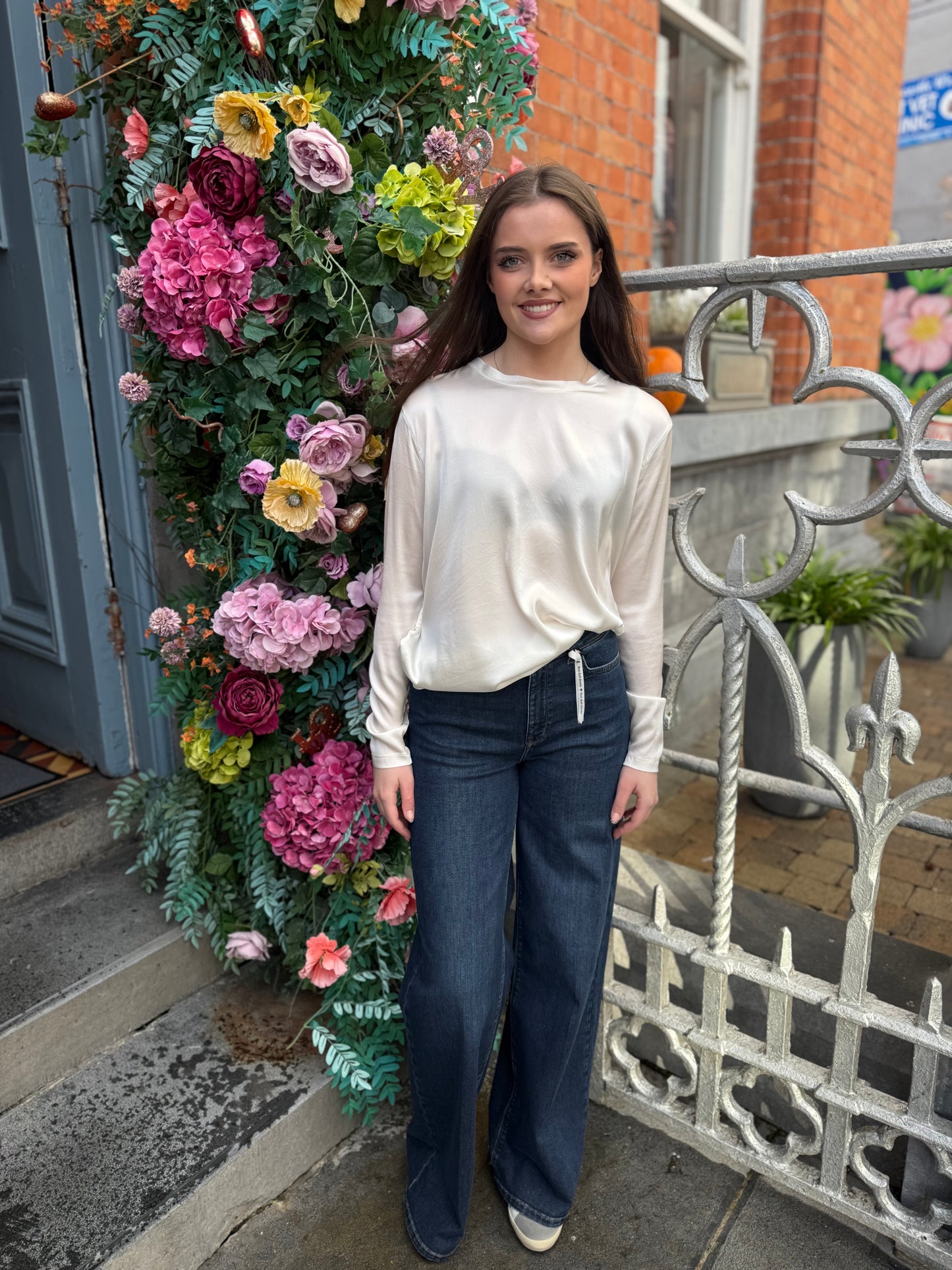 Caliban Cream Silk Top