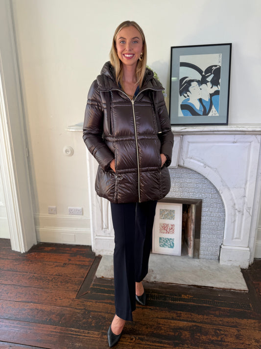 Herno Brown Quilted Jacket with Hood
