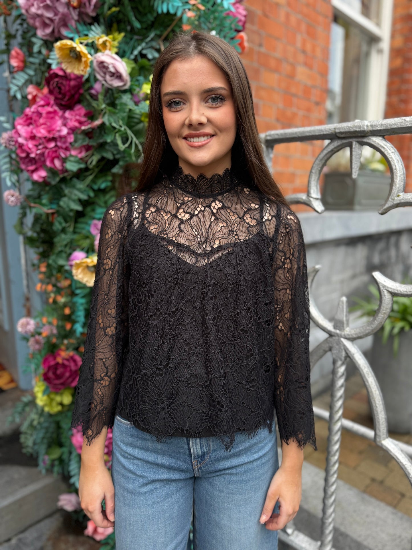 Suncoo Lucia Black Lace Top