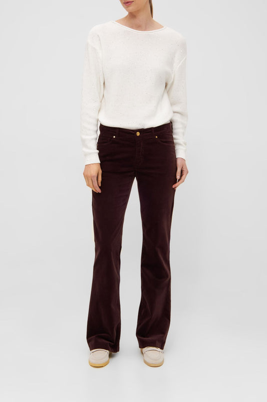 Vic Flared Velveteen Trousers in Barolo Burgundy