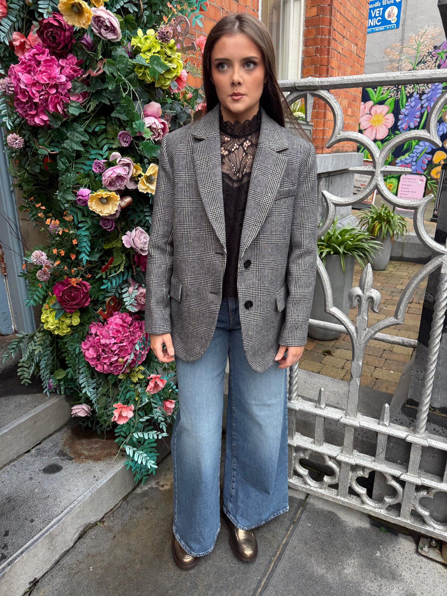 Suncoo Dwight Prince of Wales Black and White Check Blazer