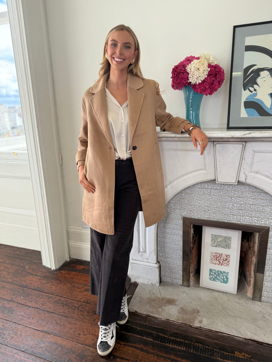 Garcia Camel Single Breasted Wool Mix  Coat