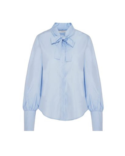 Beatrice B Aqua Marine Cotton Poplin Shirt with Bow Detail