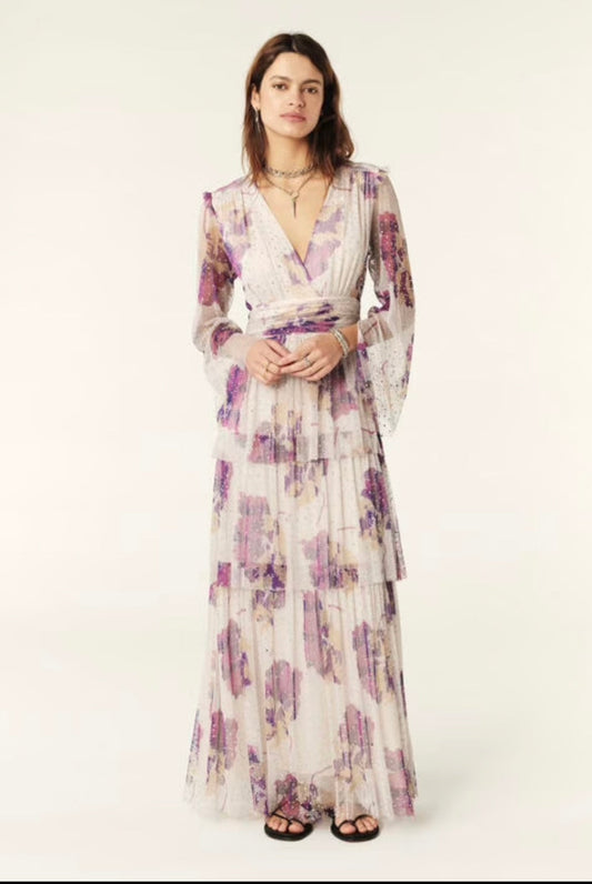 Railey Long Lilac Print Dress