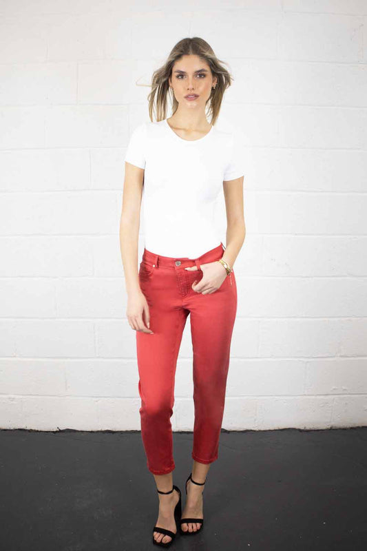 Unity Coral Red 7/8 Tencel Trousers