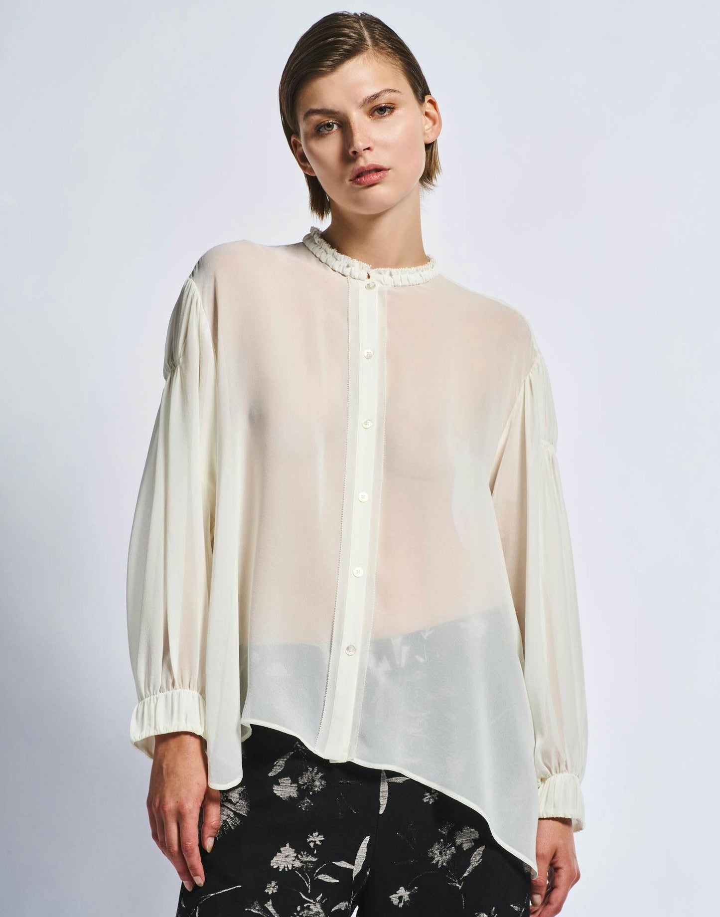 Jasmine Sheer Silk Cream Blouse