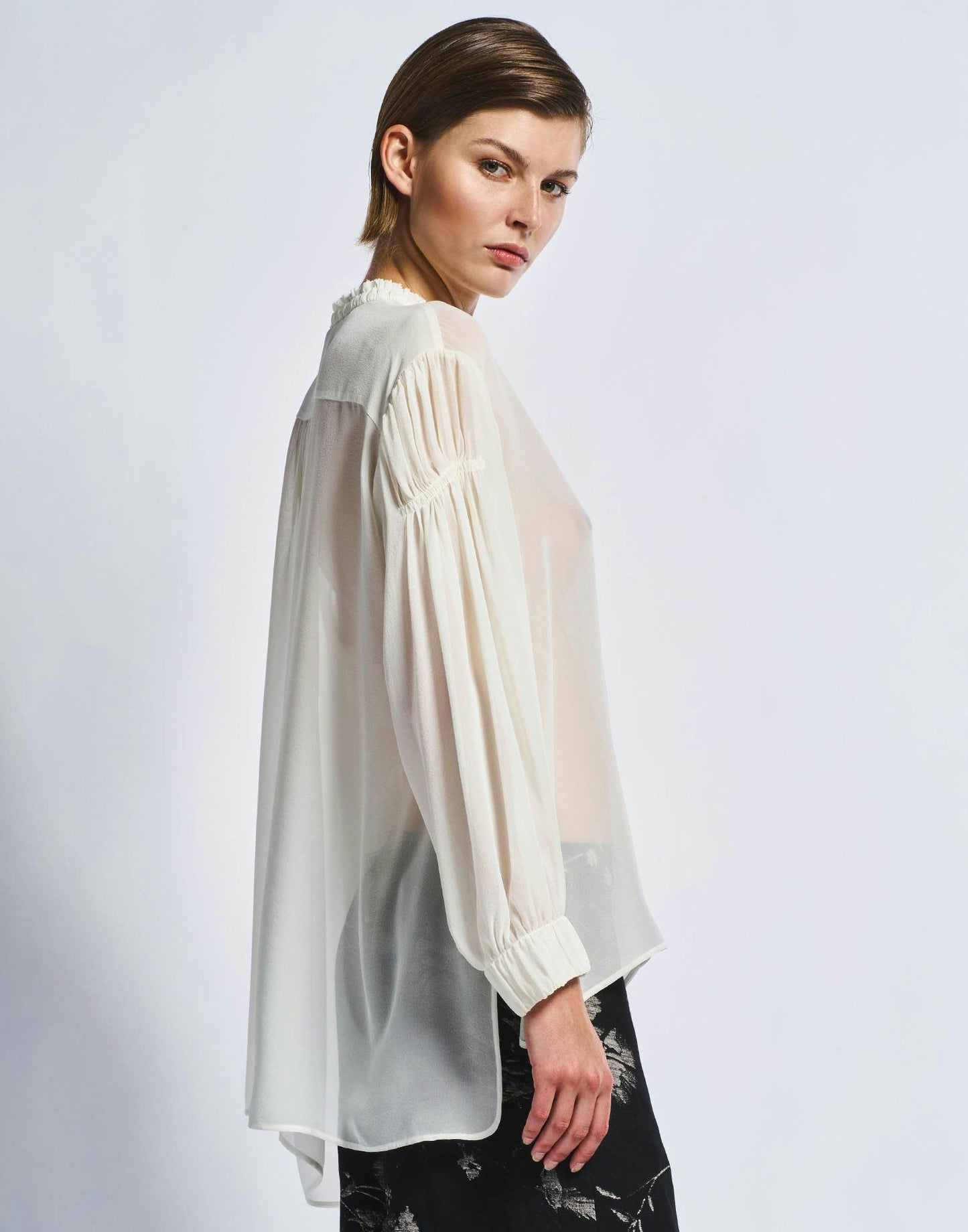 Jasmine Sheer Silk Cream Blouse