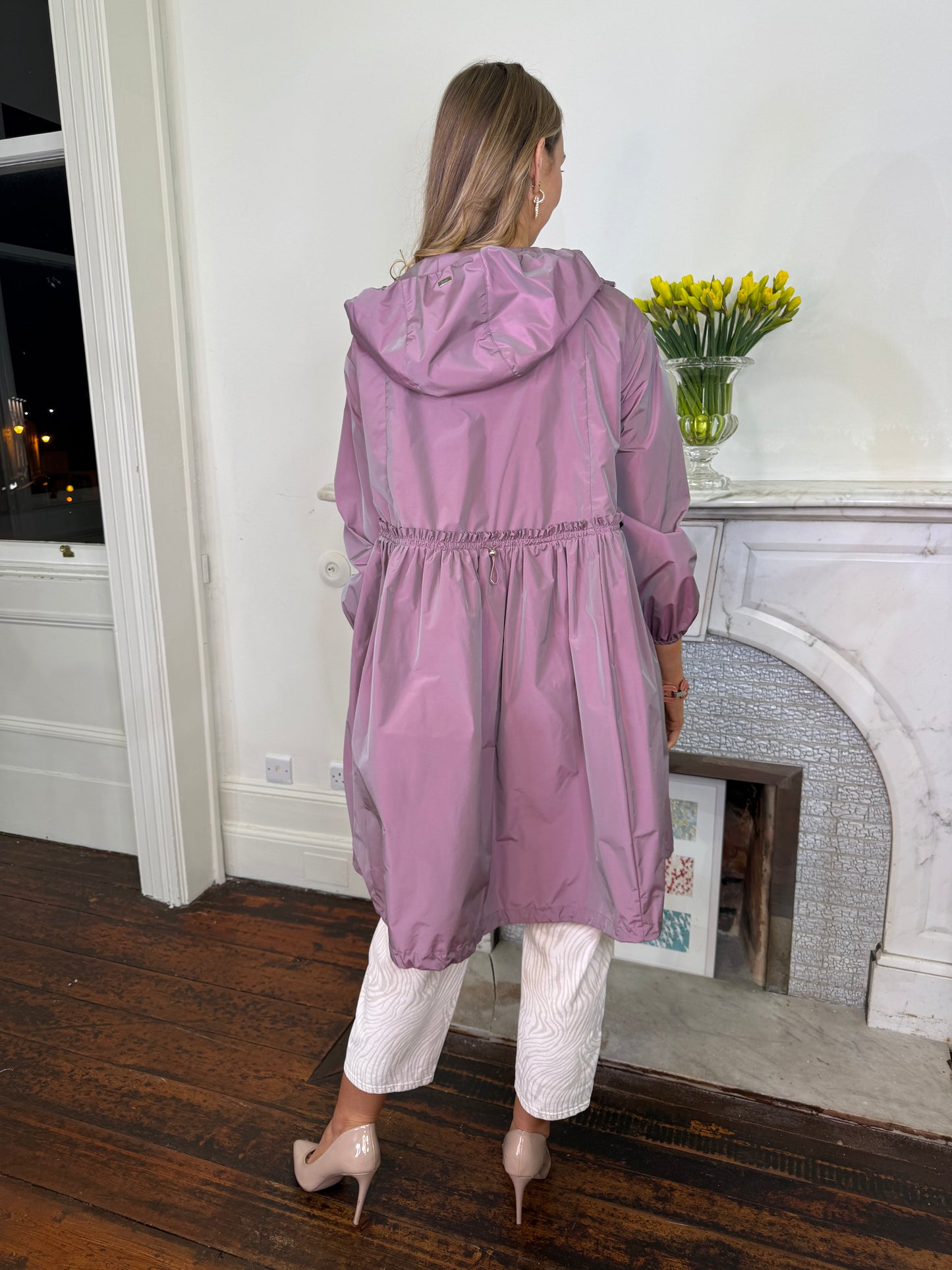 Herno Rosa Techno Taffeta Long Parka Coat with Hood