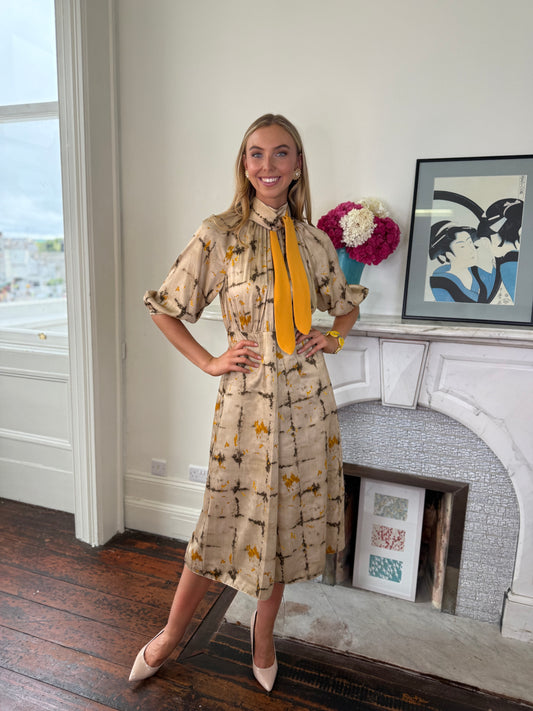 Kameya High Neck Pattern Midi Dress
