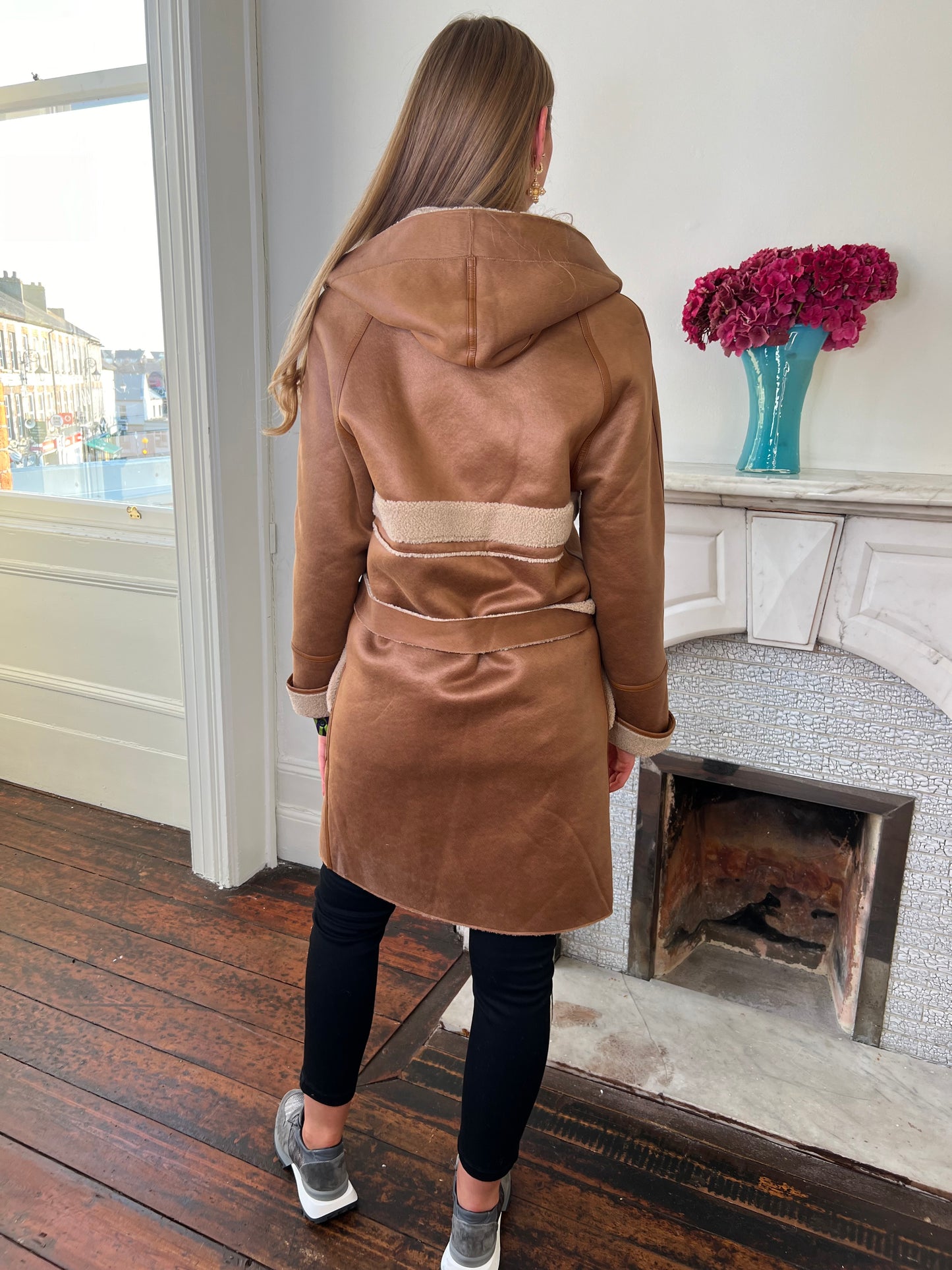 Urbancode Reversible Teddy Coat in Tan and Biscuit