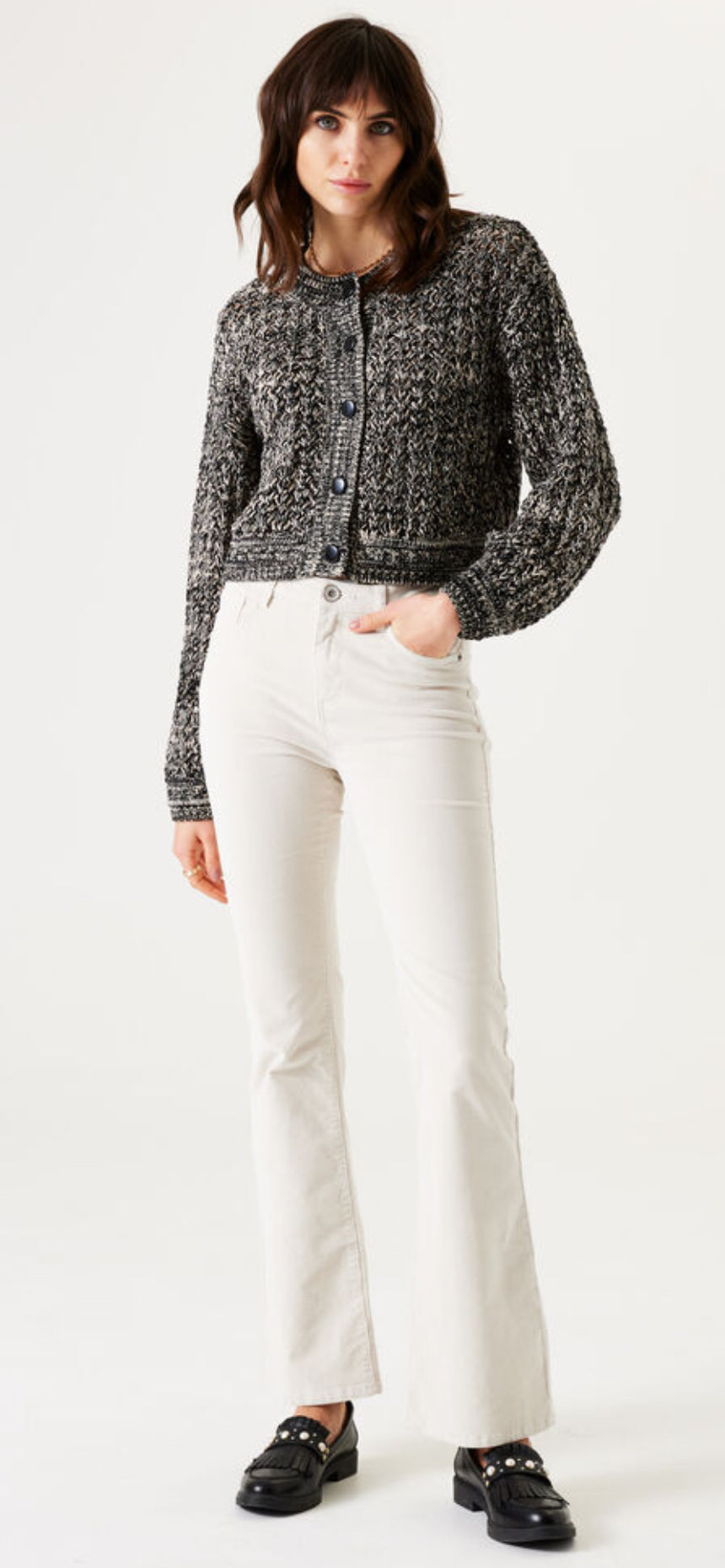 Black Melange Chunky Knit Cardigan