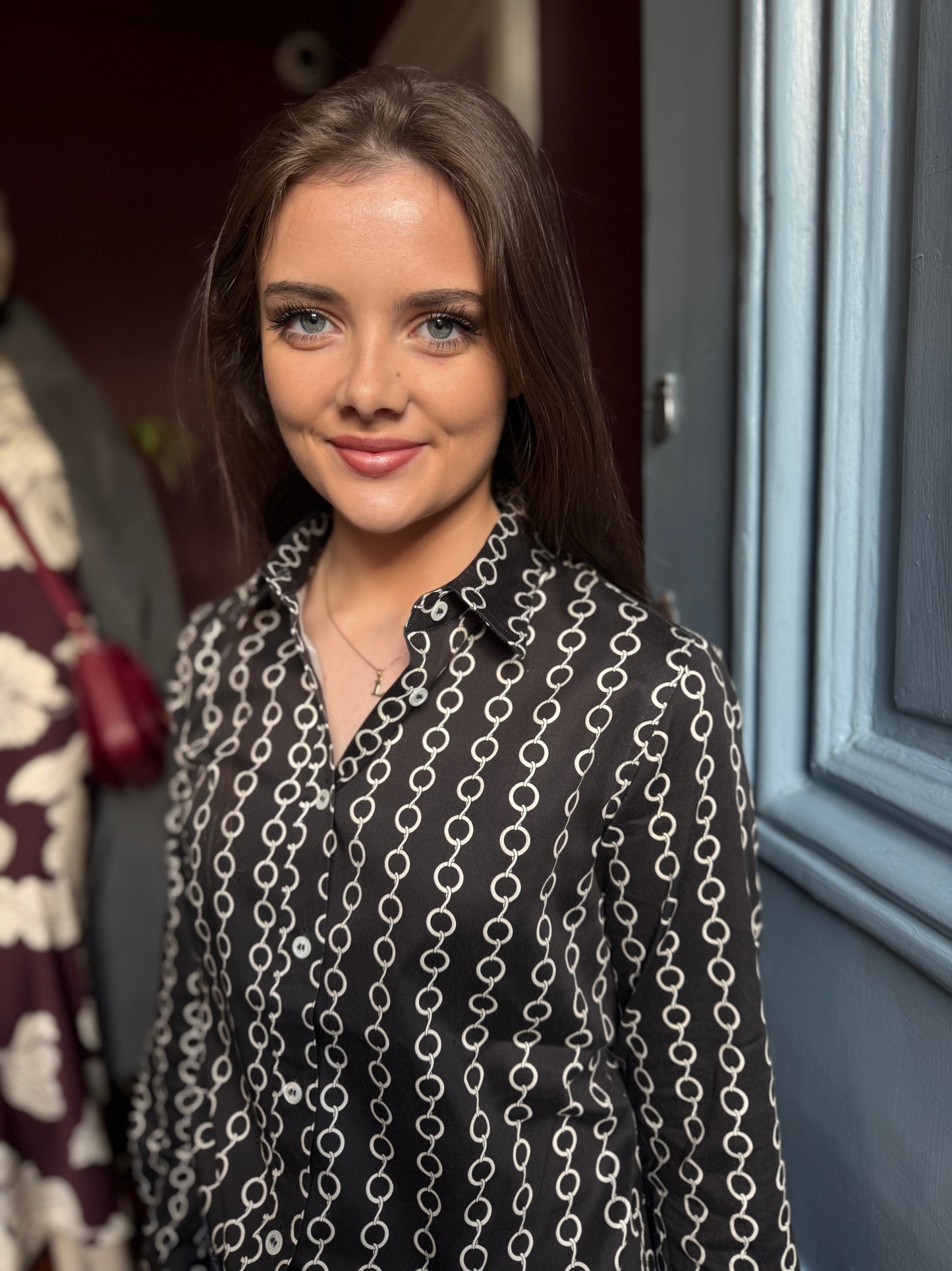 Caliban Black Circle Print Fitted Cotton Shirt