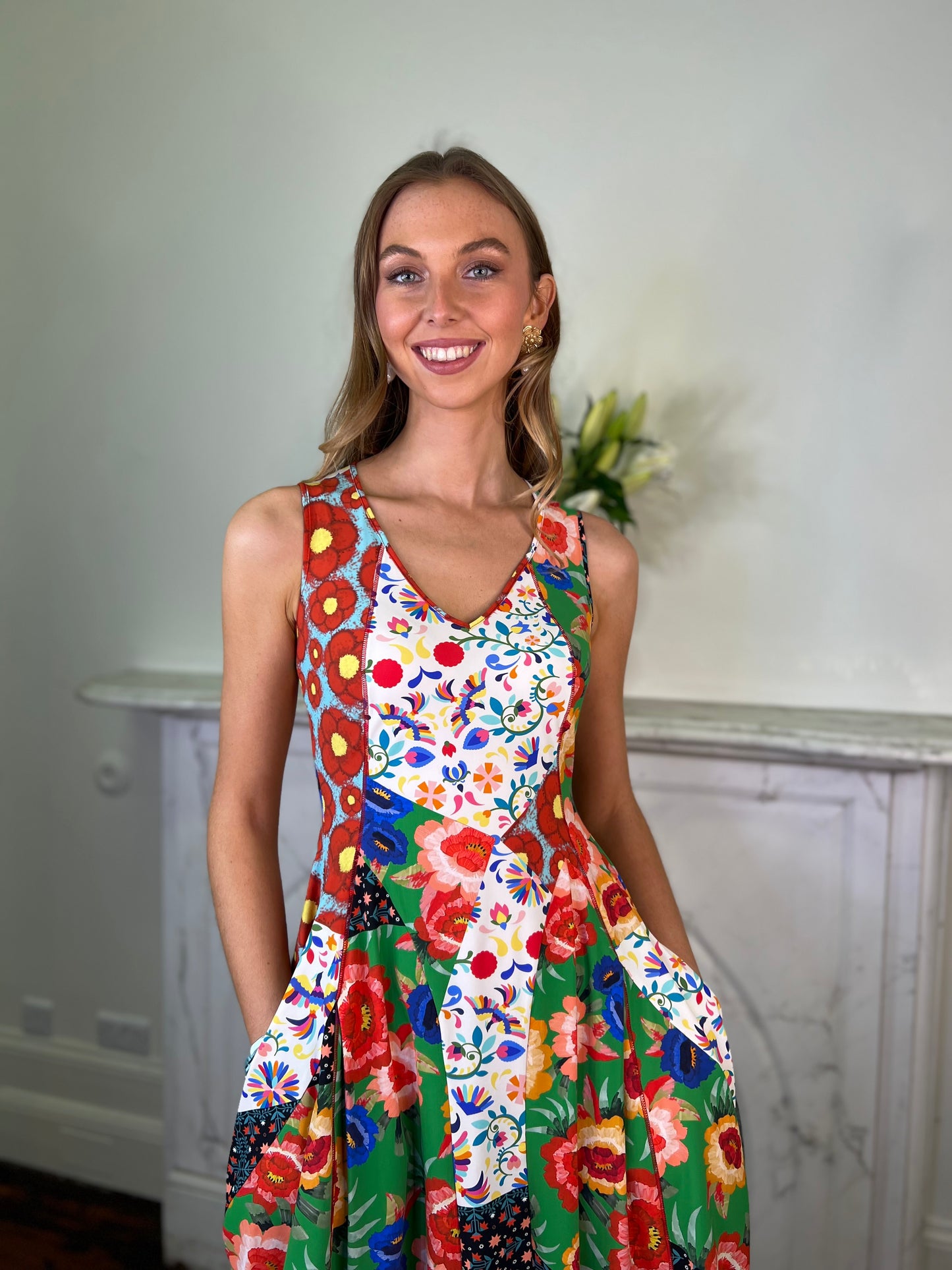 At Length Multi Coloured Floral Print Dress