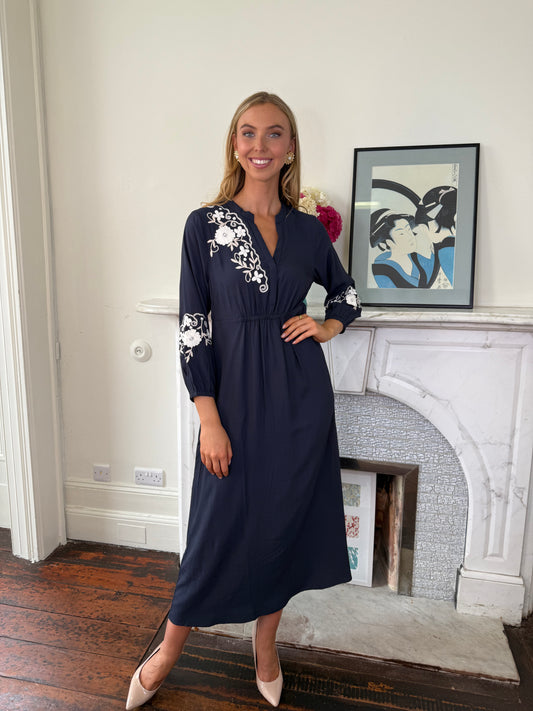 Gustav Navy Hali Long Dress