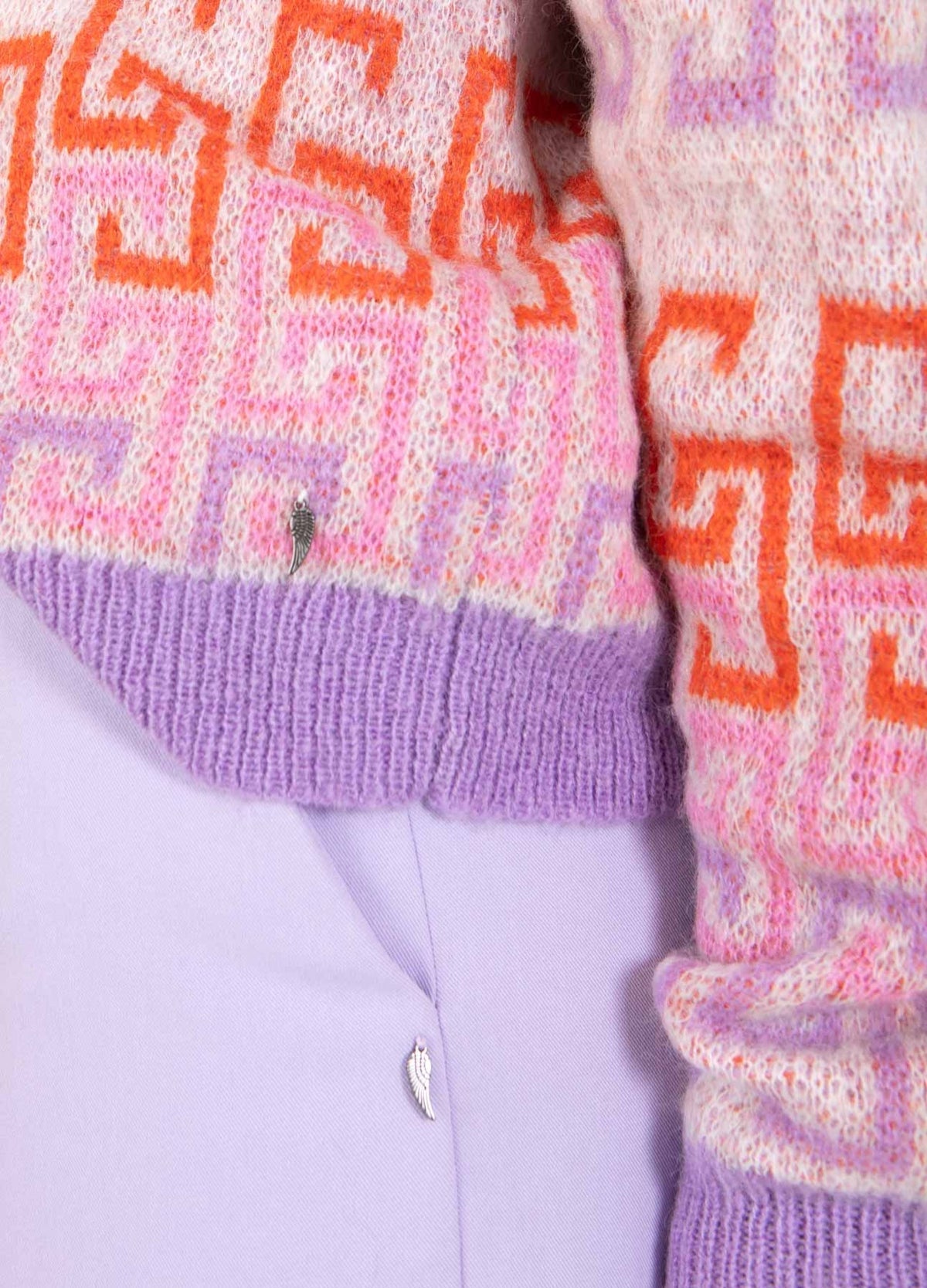 Purple and Lilac Knit Jaquard Sweater