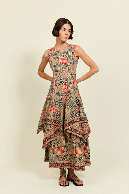 Philippa 1970 Cova Red Dress with Ruffles