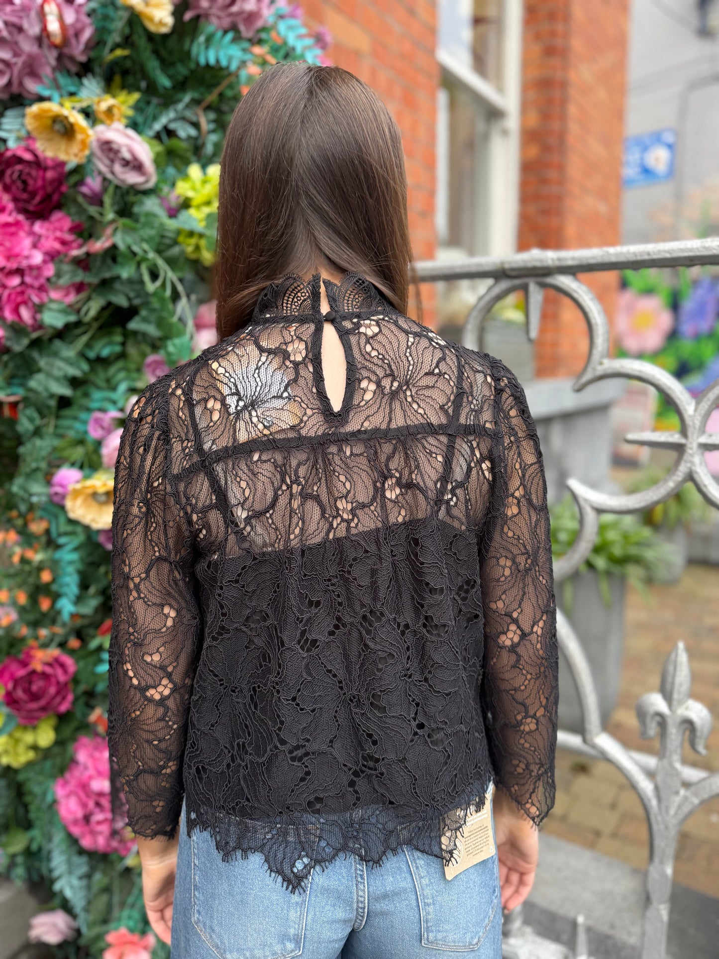 Suncoo Lucia Black Lace Top