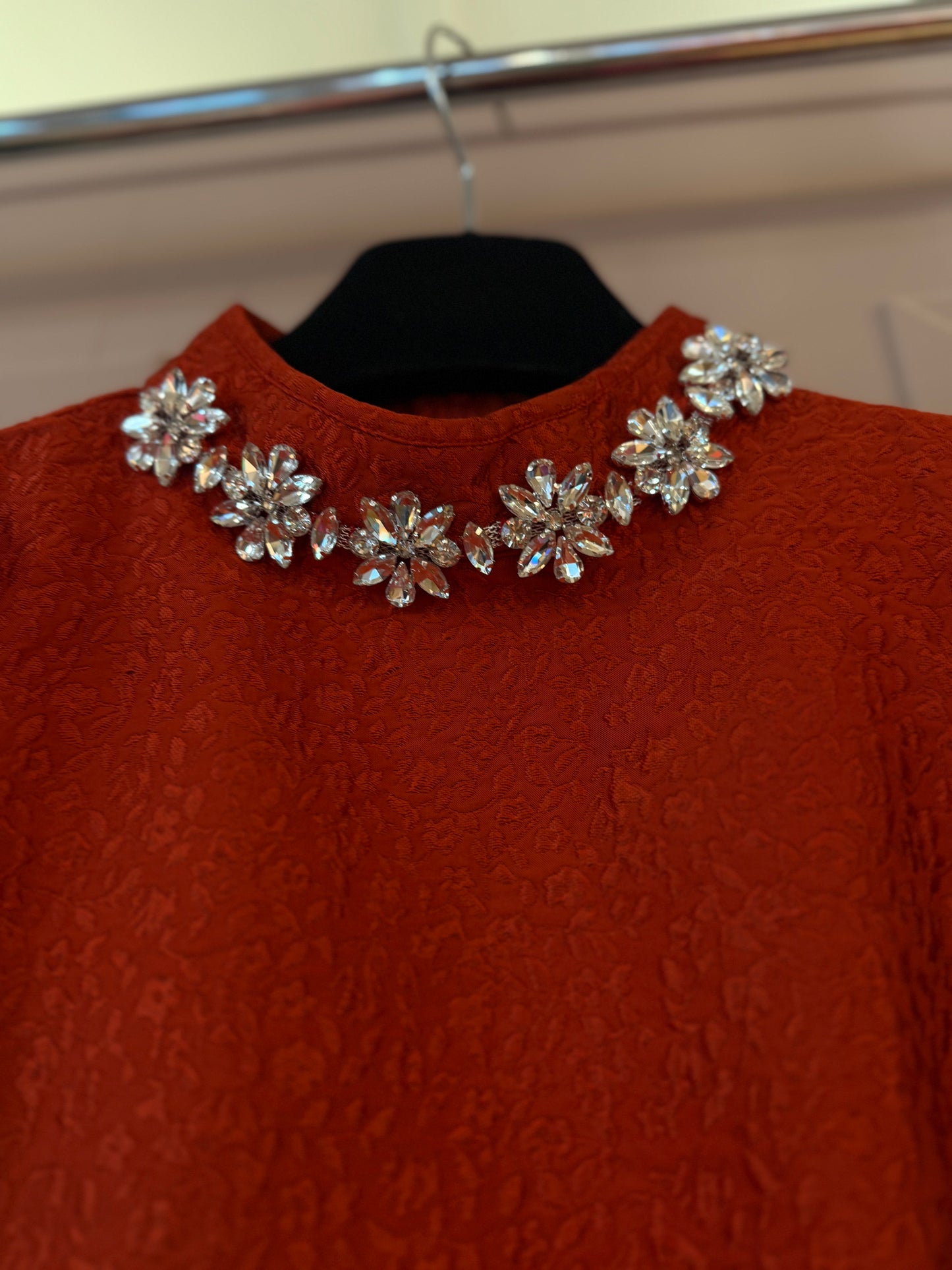 Sister Jane Red Narative Jacquard Top