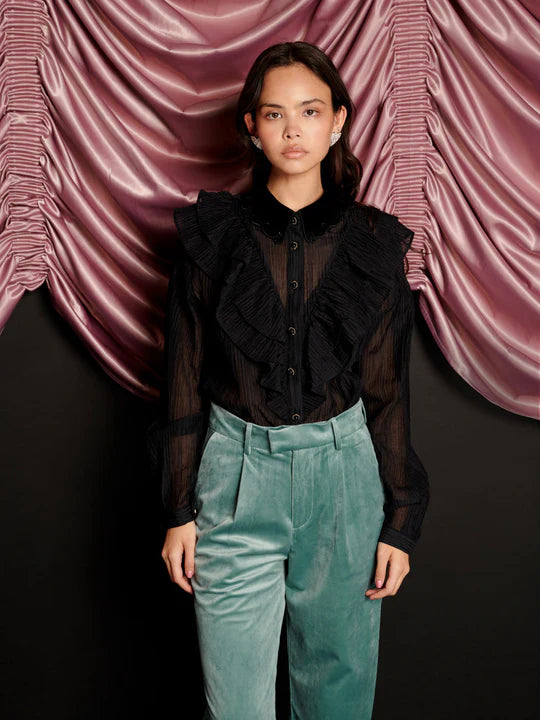 Sister Jane Kelly Ruffle Blouse Coal Black