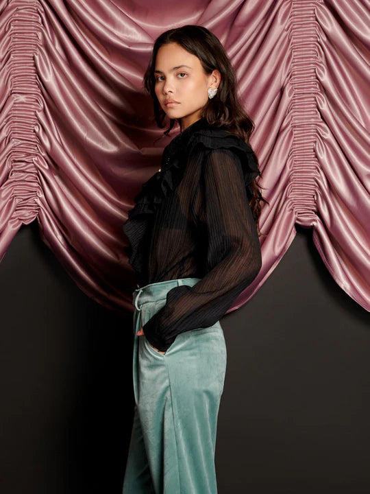 Sister Jane Kelly Ruffle Blouse Coal Black