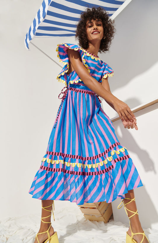 Celia B Candela Dress in Blue Stripes