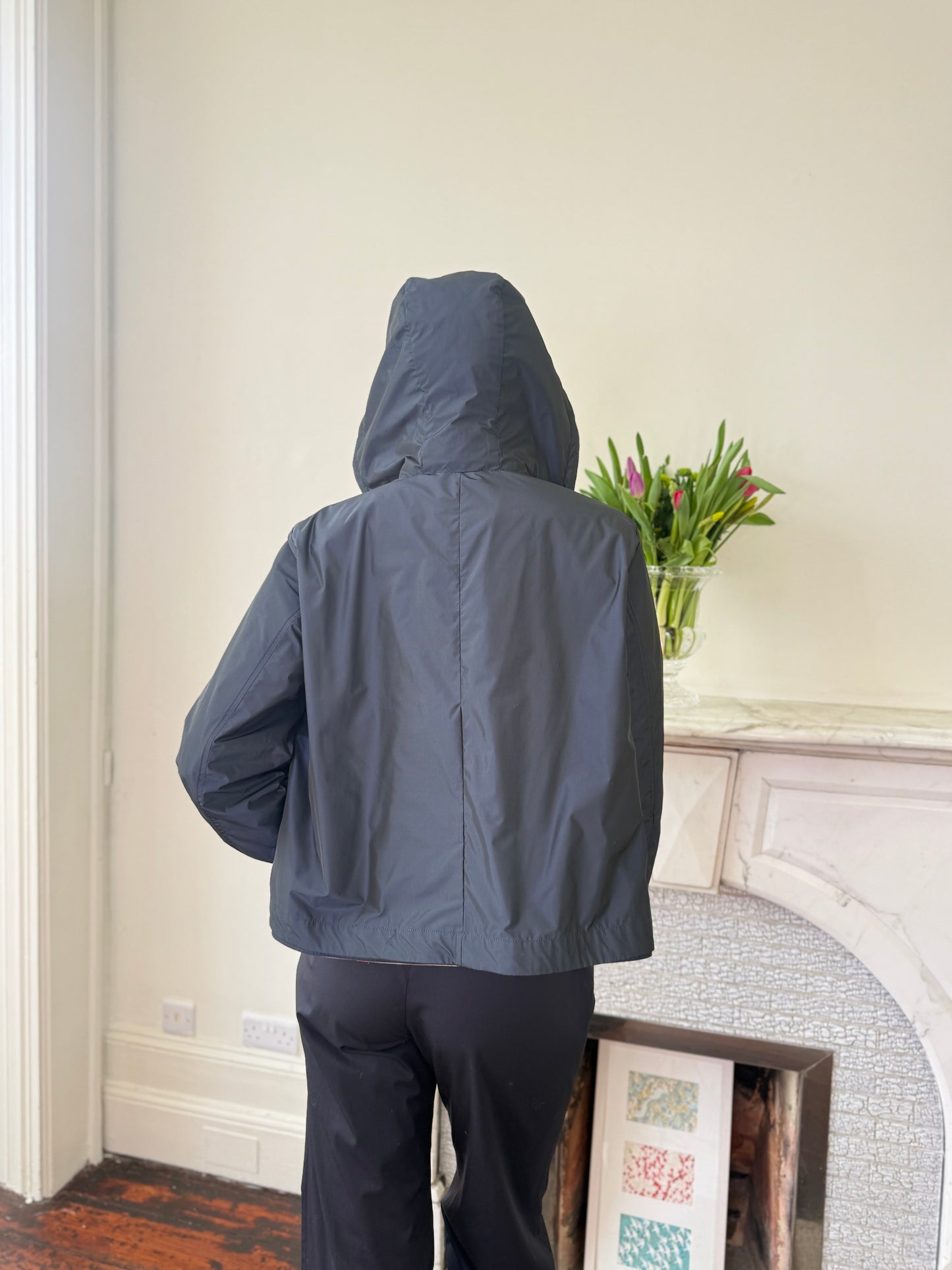 Herno Camel and Black  Reversible Jacket with Hood