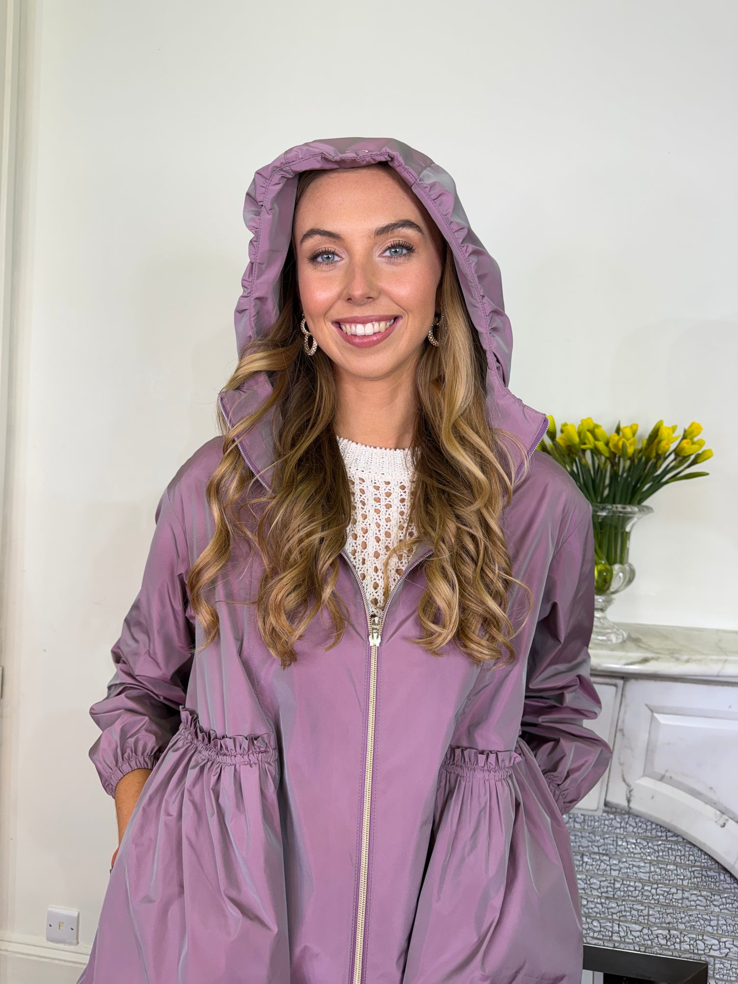 Herno Rosa Techno Taffeta Long Parka Coat with Hood