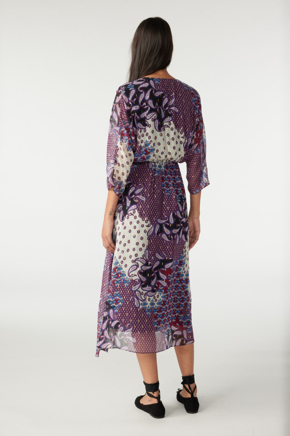 Blake Violet Paisley Print Midi Dress
