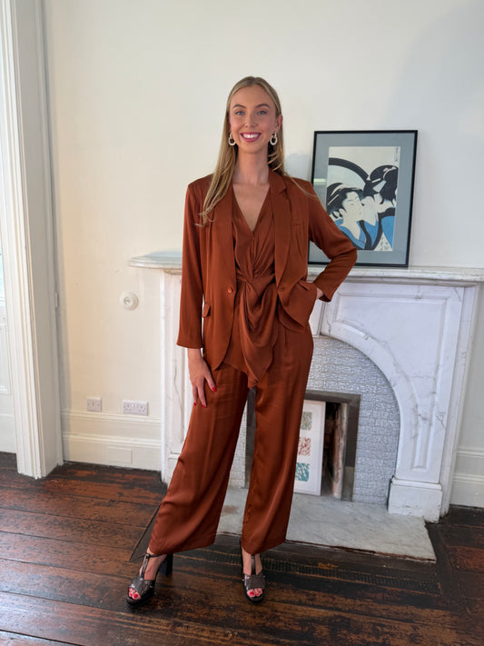 Silk95five Mayfair  Silk Trousers in Truffle
