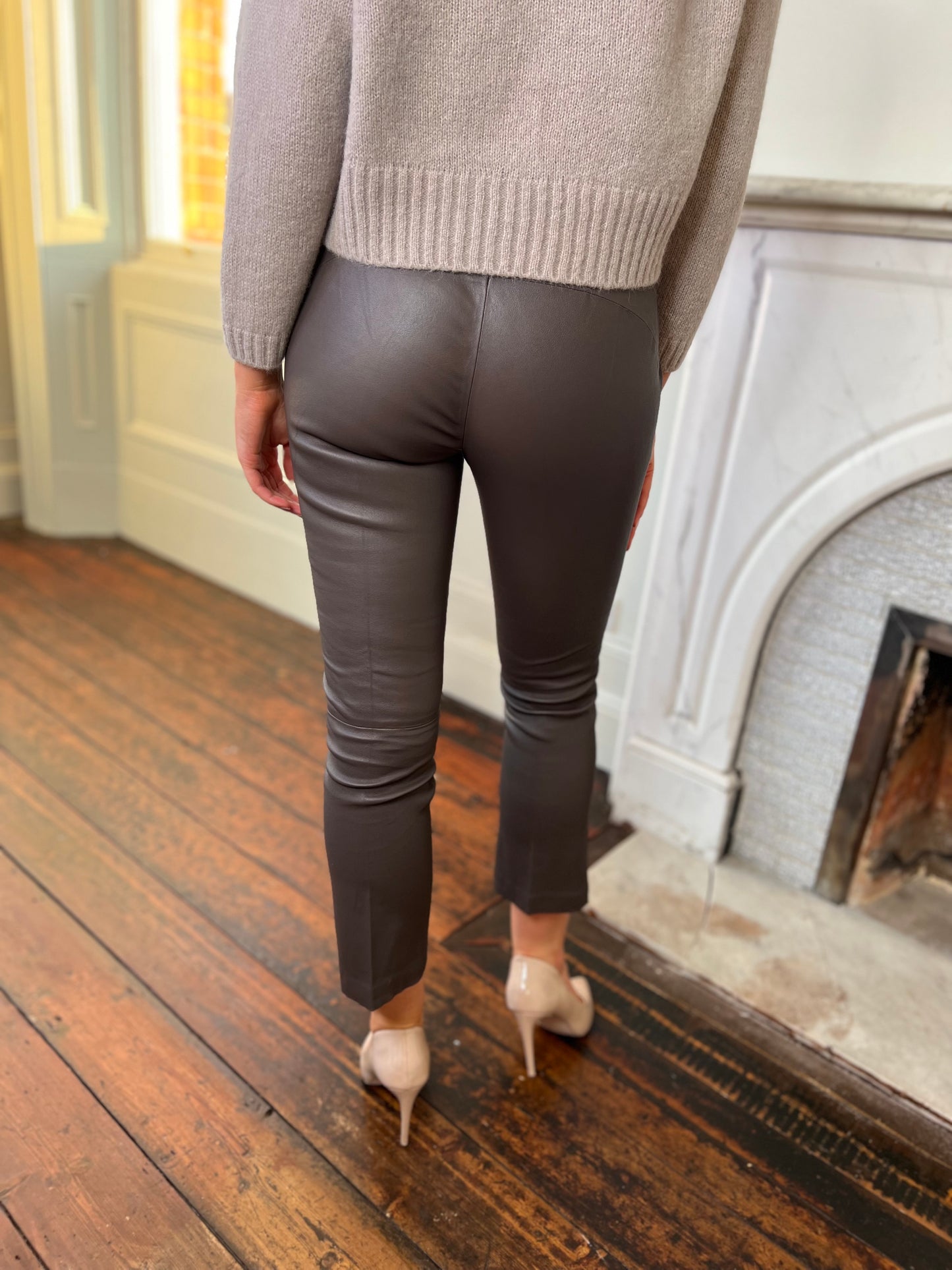 Doa 7/8 Flared Leg Leather Trousers Available in 3 Colours Midnight,Chocolate and Black