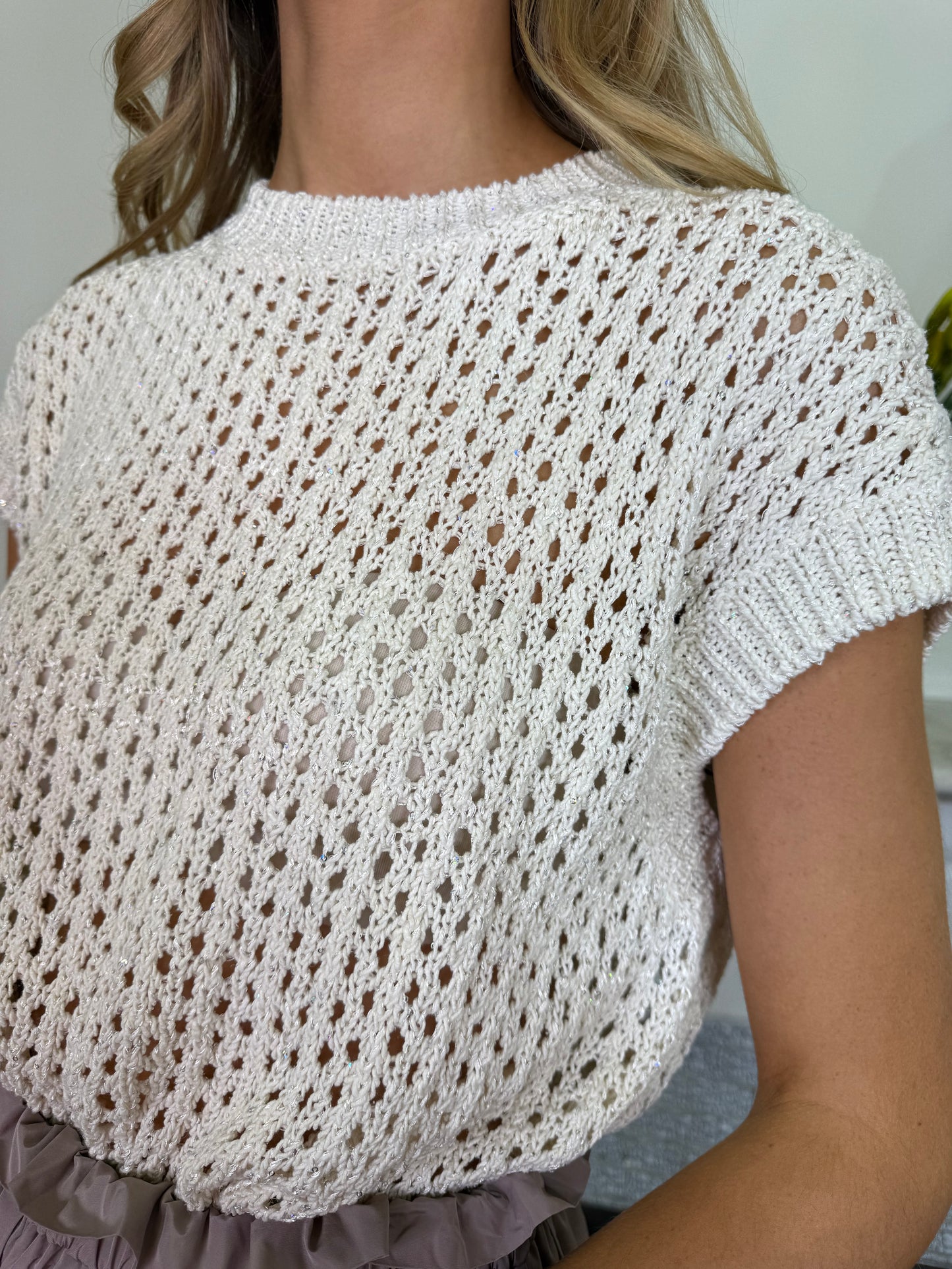 Herno Ecru Crochet Knit Sleeveless Sweater