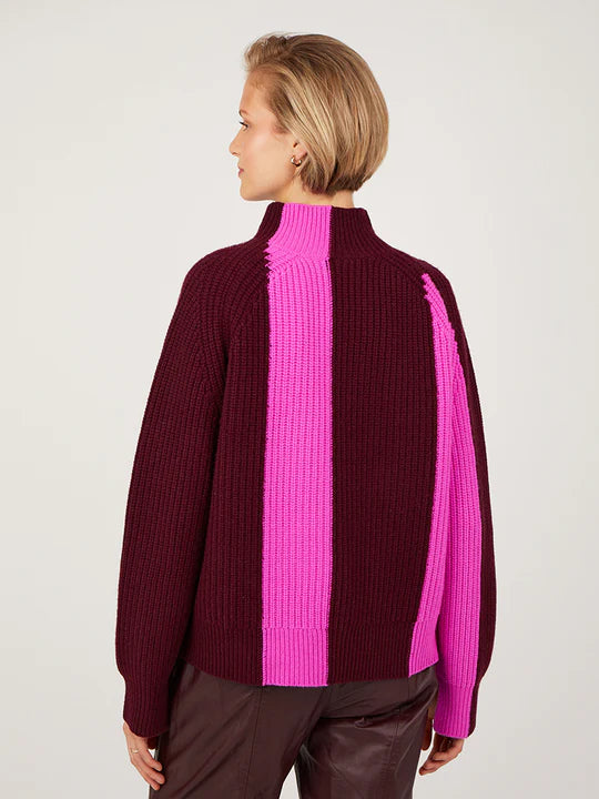 Ainsley Burgandy and Magenta Cashmere Sweater