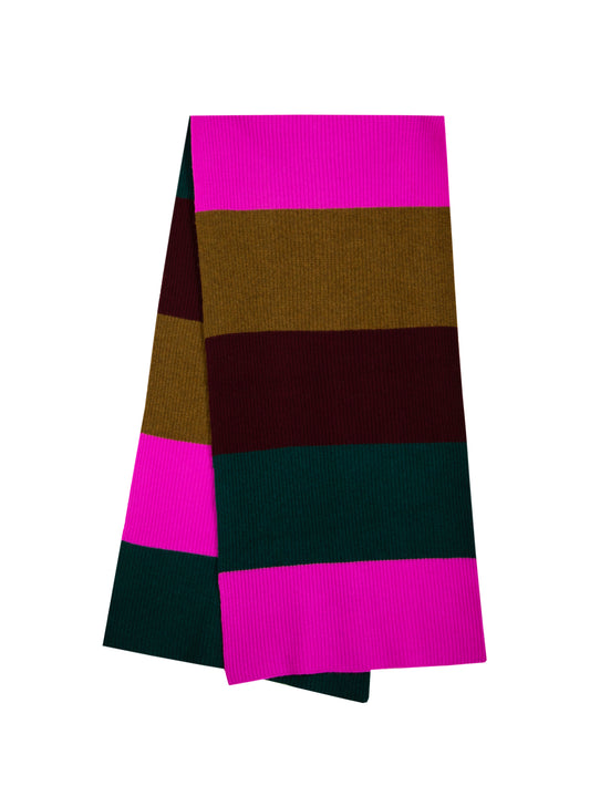 Ahana Magenta ,Green and Brown Striped  Scarf