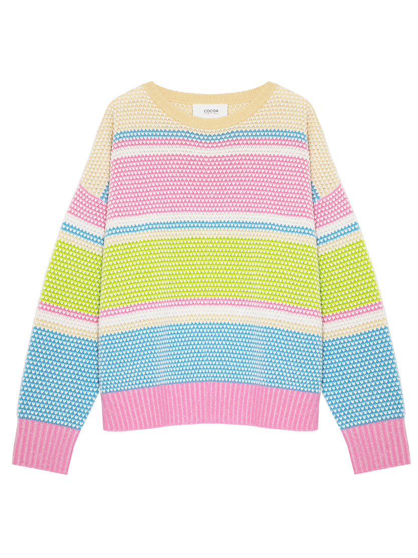Cocoa Cashmere Lilyana Sweater in Ivory and Candy Stripes