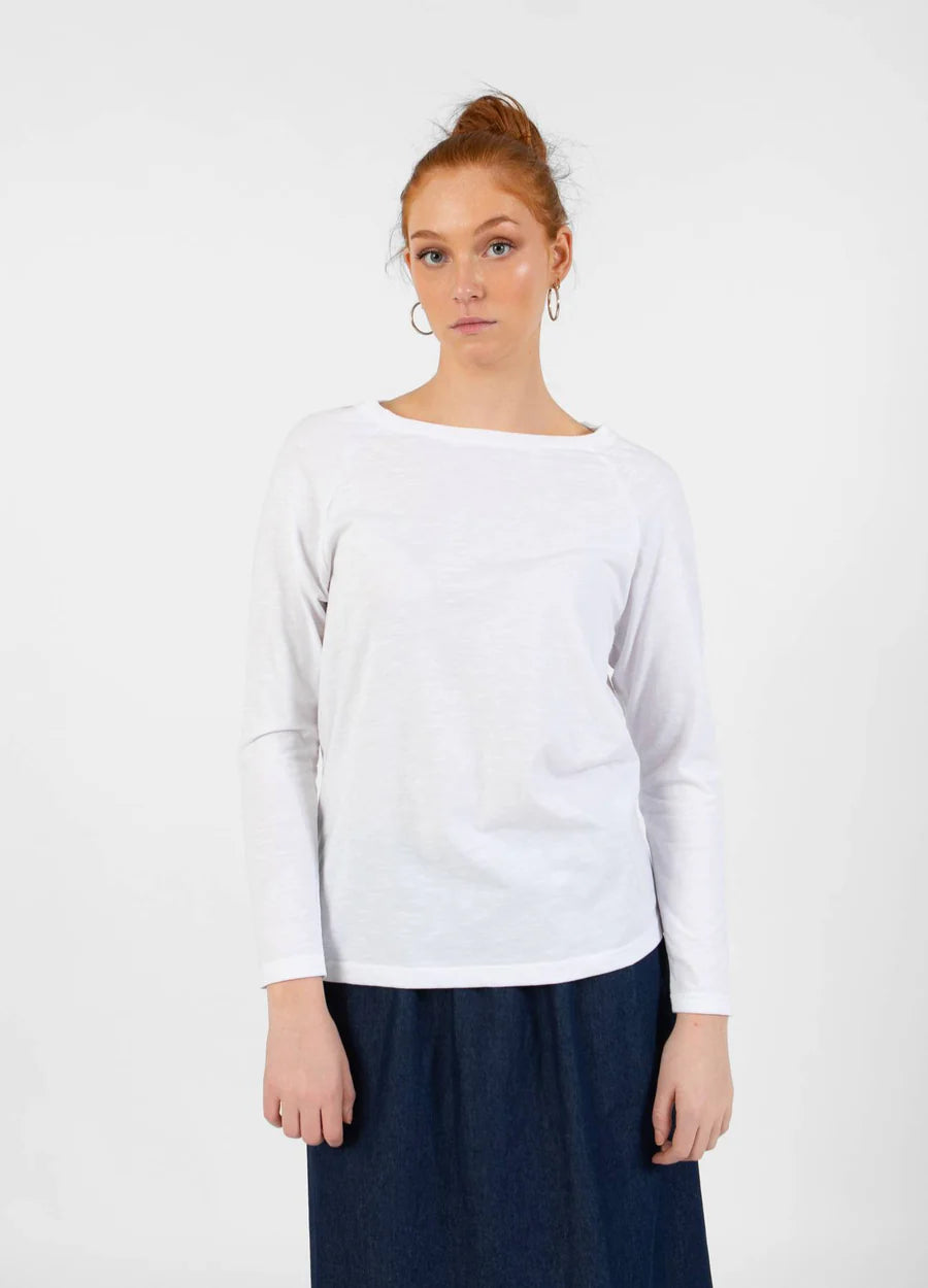 Long Sleeve White & Black T Shirt