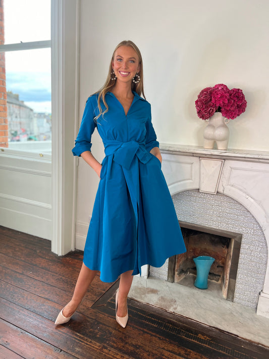 Coat Dress Taffeta in Blue