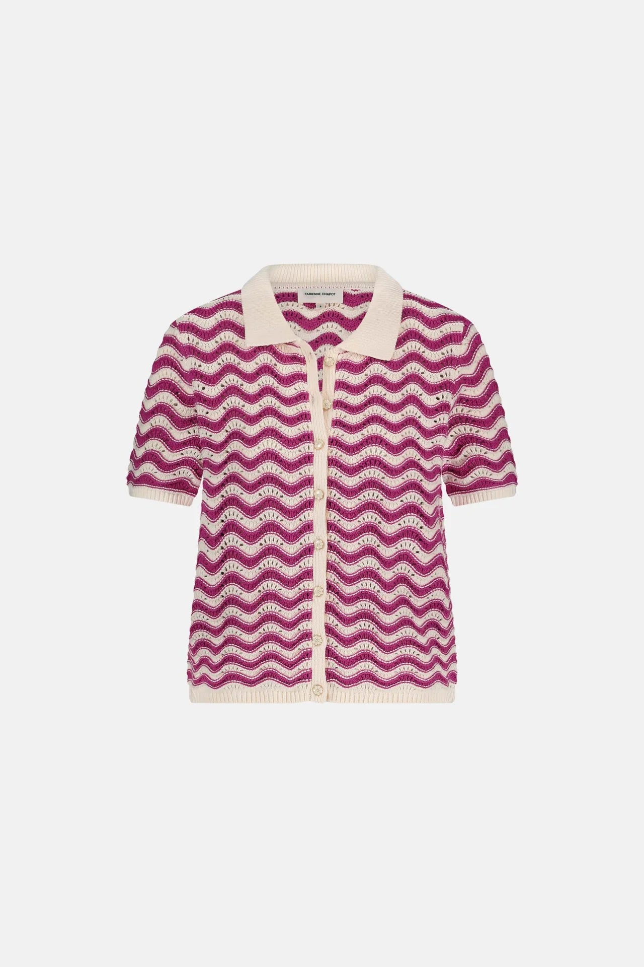 Fabienne Chapot Pink & White Crochet Cardigan
