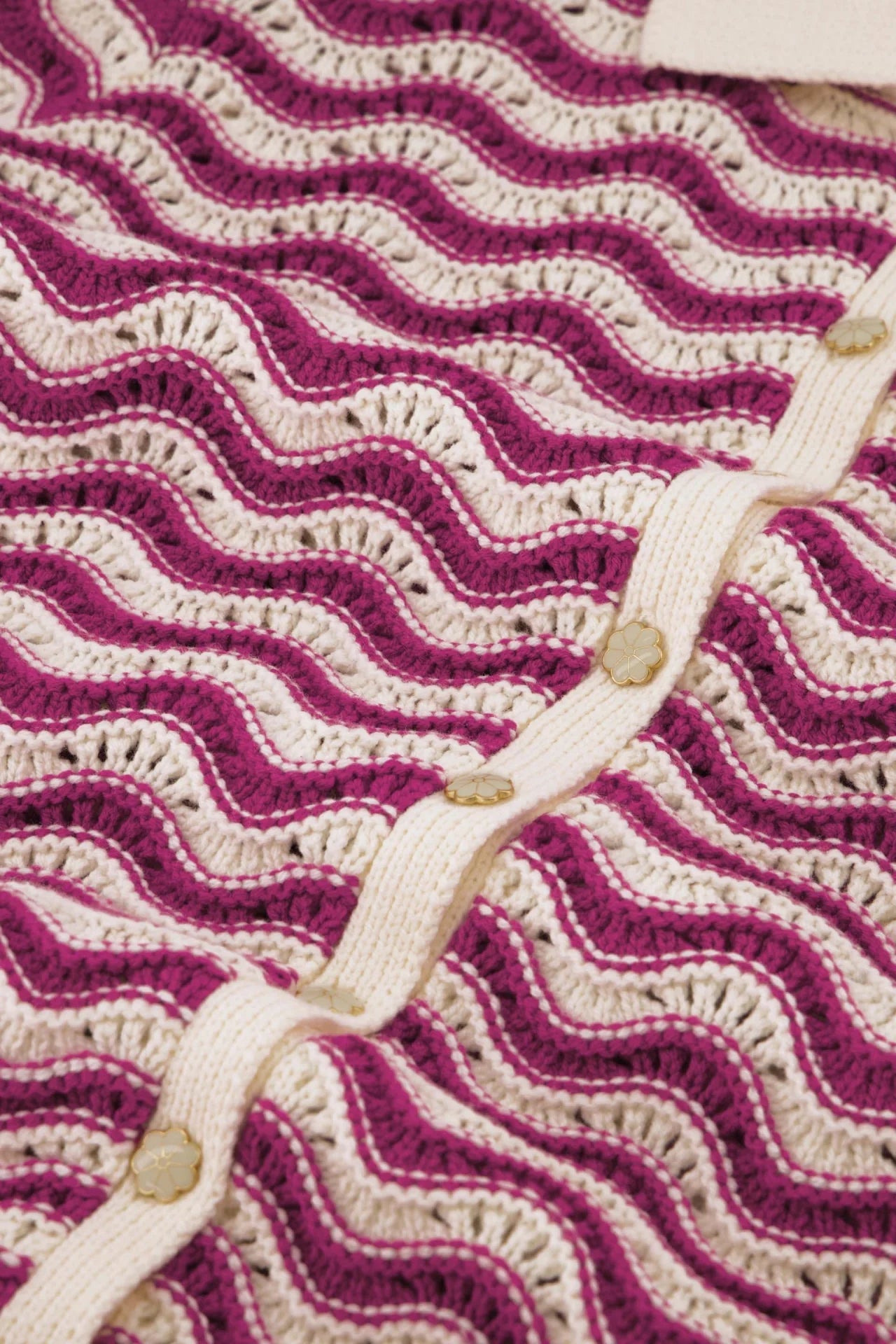 Fabienne Chapot Pink & White Crochet Cardigan