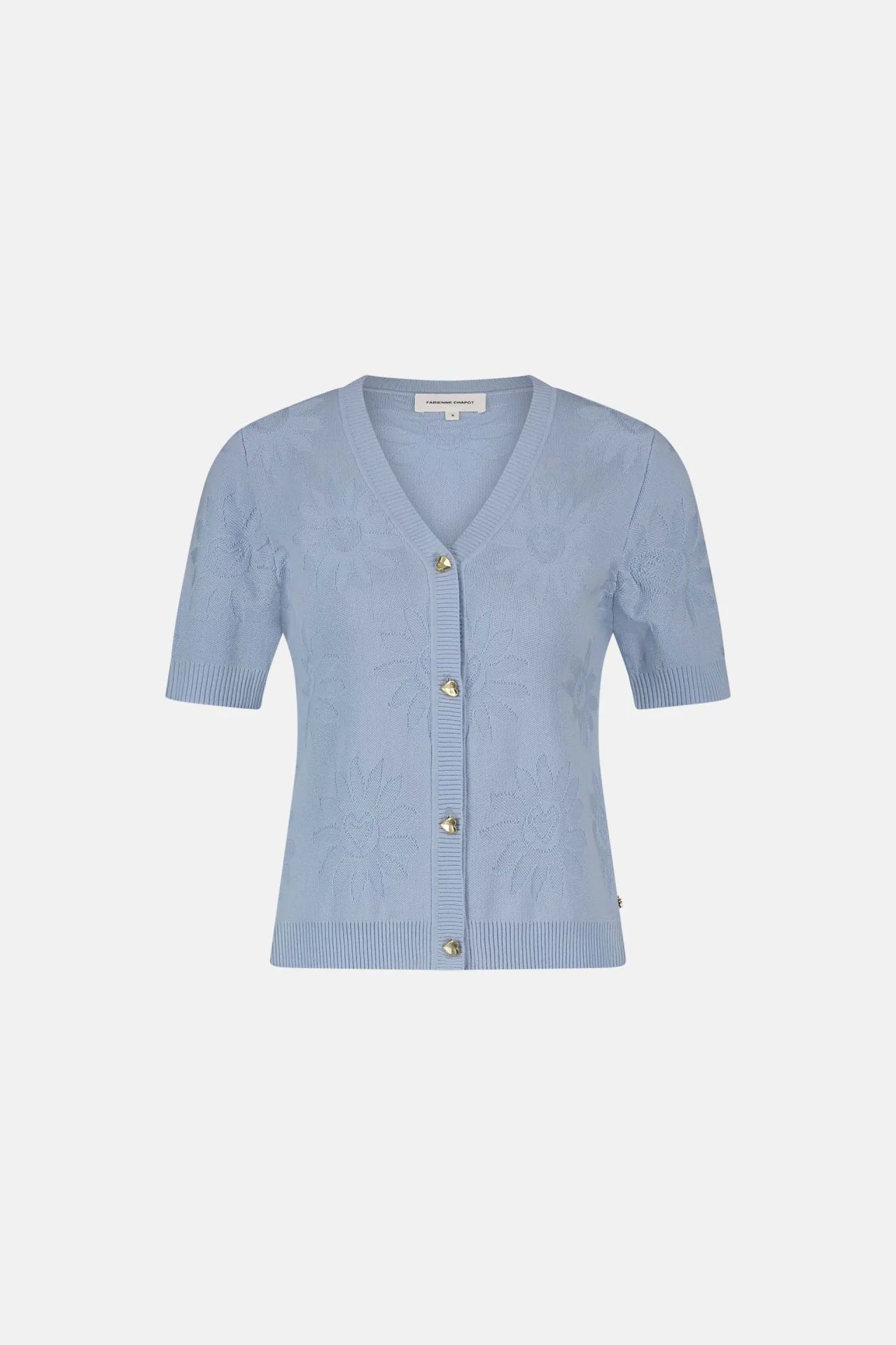 Fabienne Chapot Short-Sleeve Cardigan In Summer Blue