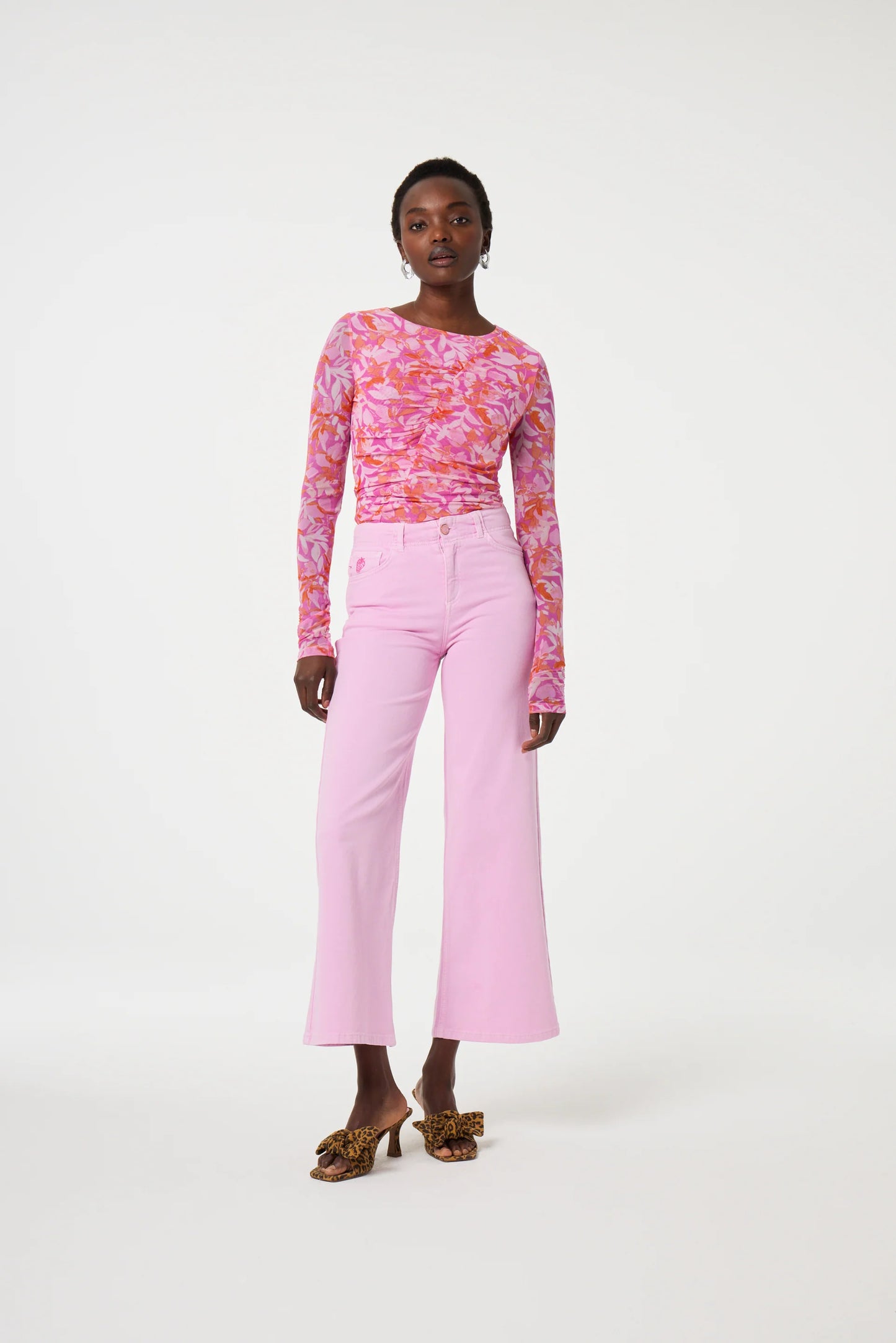 Fabienne Chapot Hayley Wide Leg Cropped Trousers in  Pink Glow