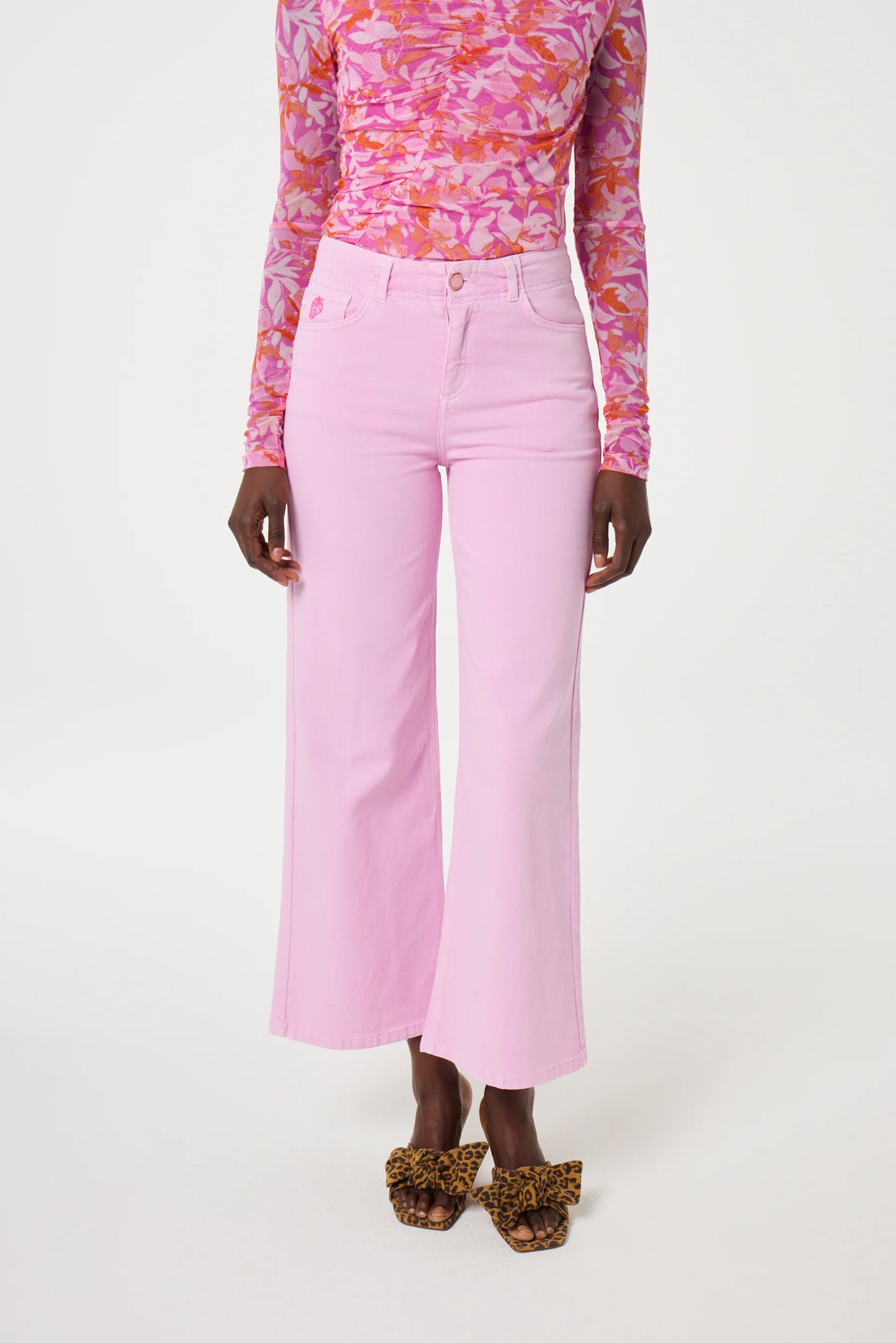 Fabienne Chapot Hayley Wide Leg Cropped Trousers in  Pink Glow
