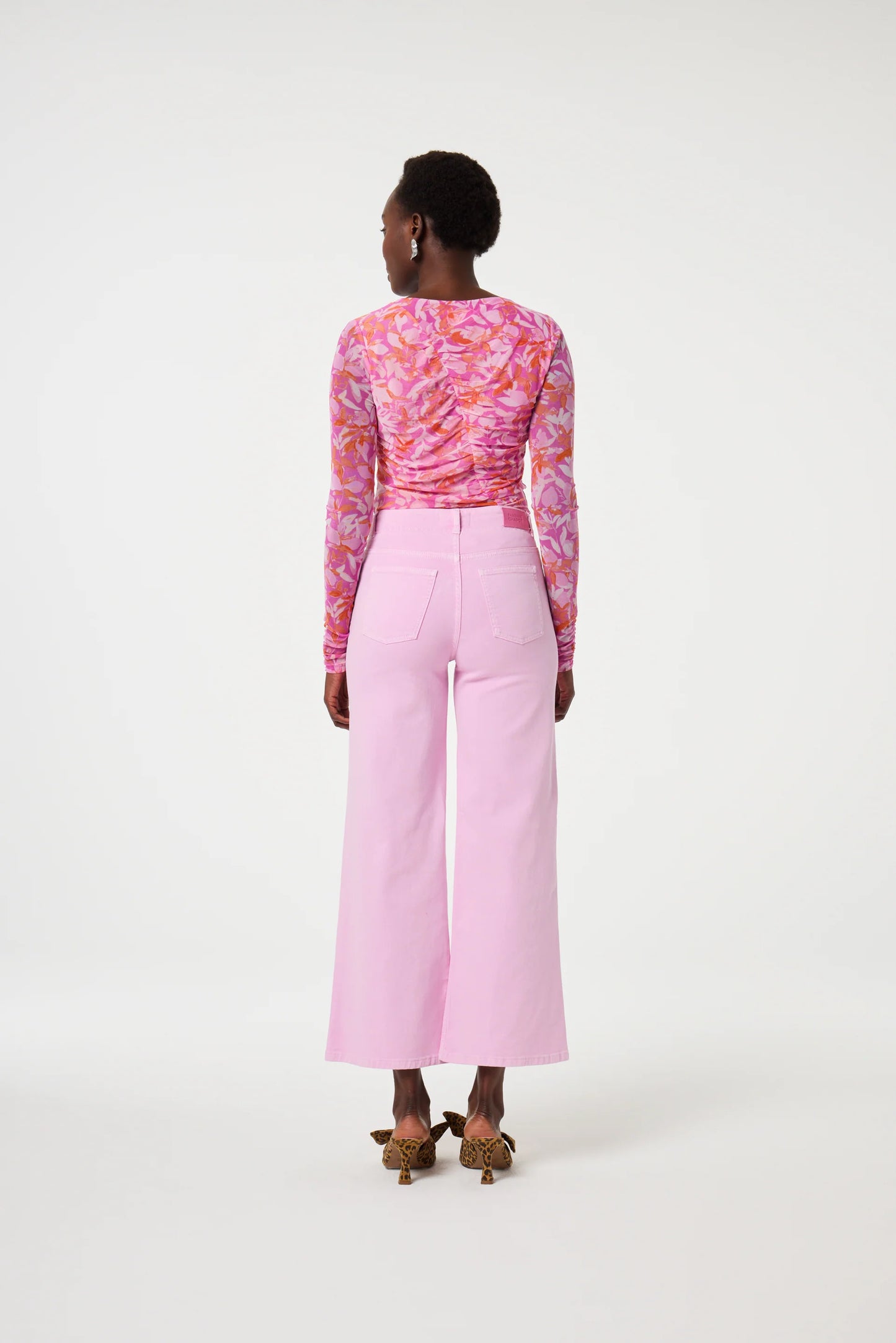 Fabienne Chapot Hayley Wide Leg Cropped Trousers in  Pink Glow