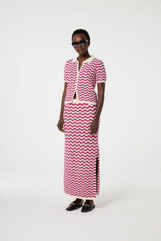 Fabienne Chapot Pink & White Stripe Crochet Skirt