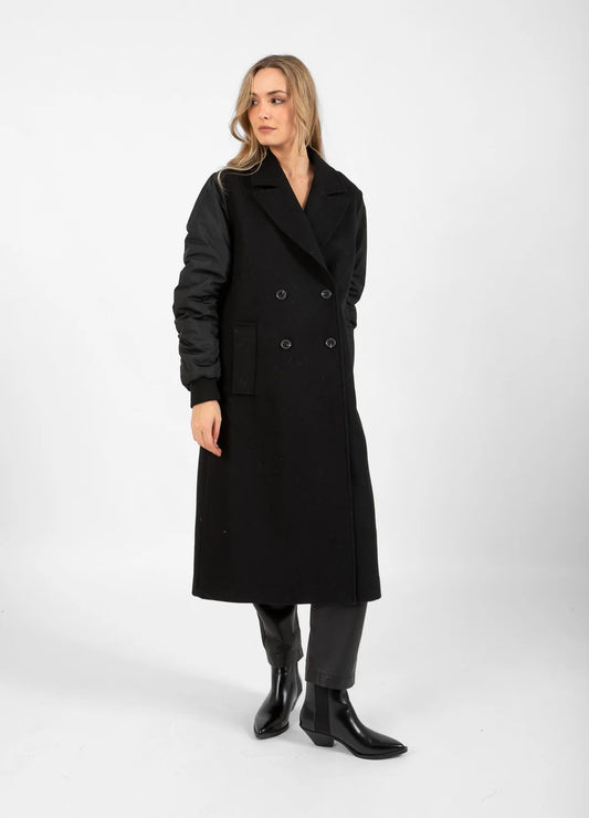 Black Coat With Bomber Sleeve