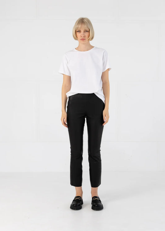 Coster Copenhagen Cropped Black Leather Leggings
