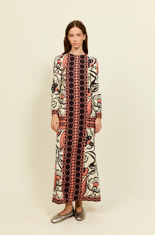 Phillipa 1970 Mira Printed Salmon Dress